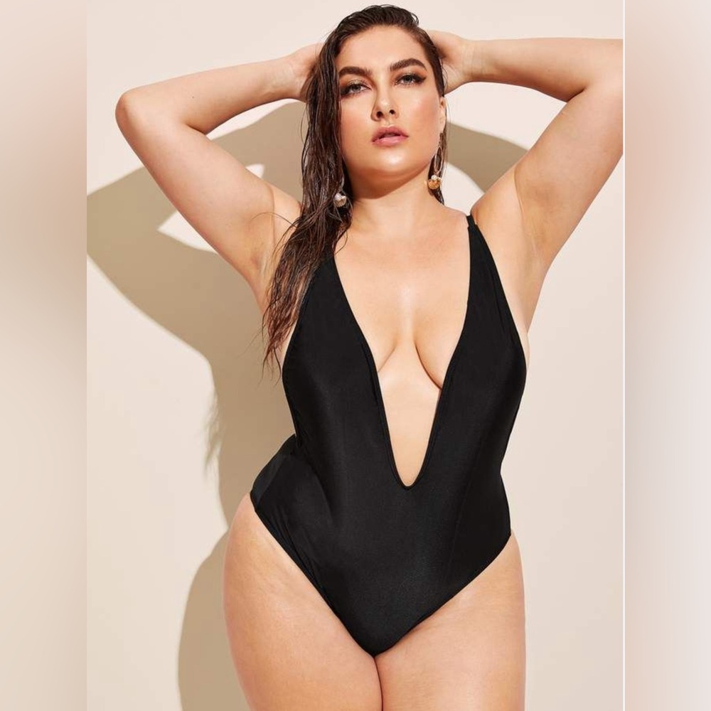 Plunging Low Back One Piece Swimwear